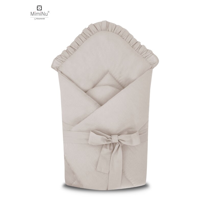 MimiNu - Paturica de infasat multifunctionala, 75x75 cm, Din bumbac, Cu Volanase, Colectia Royal, Beige MimiNu - Paturica de infasat multifunctionala, 75x75 cm, Din bumbac, Cu Volanase, Colectia Royal, Beige