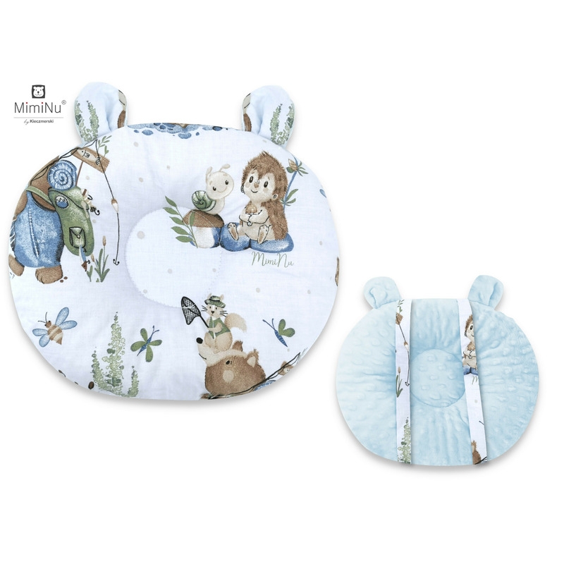 Perna bebelusi Ursulet, Multifunctionala, Cu doua fete, Tesatura pufoasa minky si bumbac, Materiale certificate Oeko Tex Standard 100, Design, Minky Let's Go Blue, MimiNu