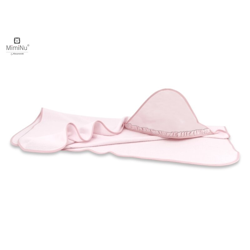 Prosop cu gluga 100x100 cm, Cu volanase, Colectia Royal, Powder Pink, MimiNu