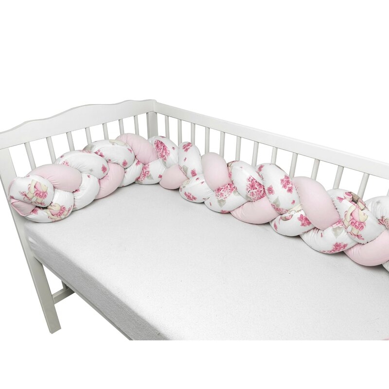 MimiNu - Protectie laterala pentru patut bebe, Tip Bumper impletit, Din bumbac, Din materiale certificate Oeko Tex Standard 100, Lungime 220 cm, Pink Ballerina MimiNu - Protectie laterala pentru patut bebe, Tip Bumper impletit, Din bumbac, Din materiale certificate Oeko Tex Standard 100, Lungime 220 cm, Pink Ballerina