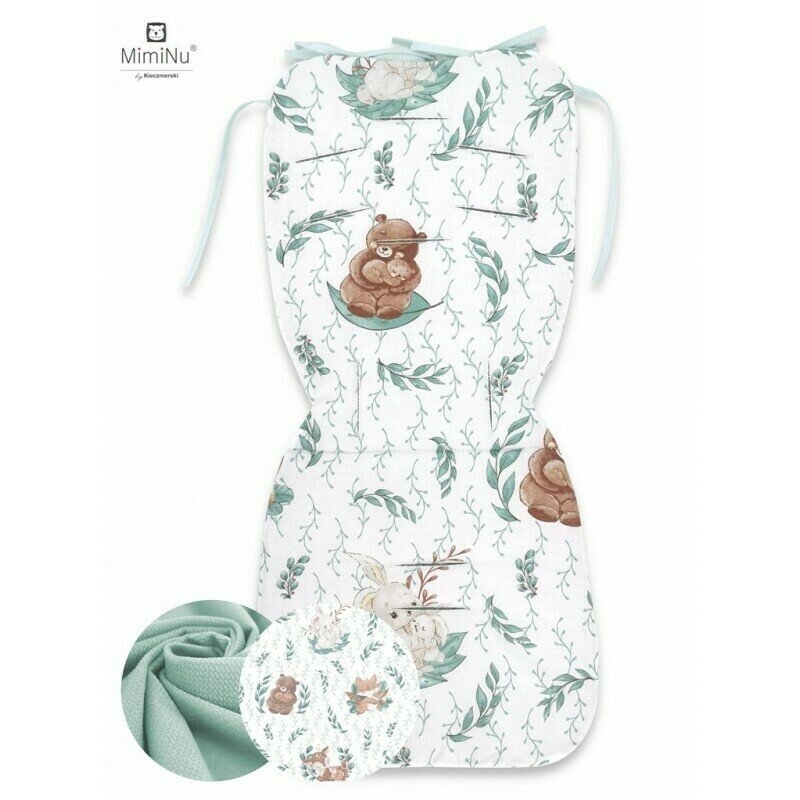 MimiNu - Salteluta pentru carucior, Reversibila, Cu doua fete, Din catifea matlasata si bumbac, Materiale certificate Oeko Tex Standard 100, Dimensiune 78 x 34 cm, Lulu Natural/Cold Mint MimiNu - Salteluta pentru carucior, Reversibila, Cu doua fete, Din catifea matlasata si bumbac, Materiale certificate Oeko Tex Standard 100, Dimensiune 78 x 34 cm, Lulu Natural/Cold Mint
