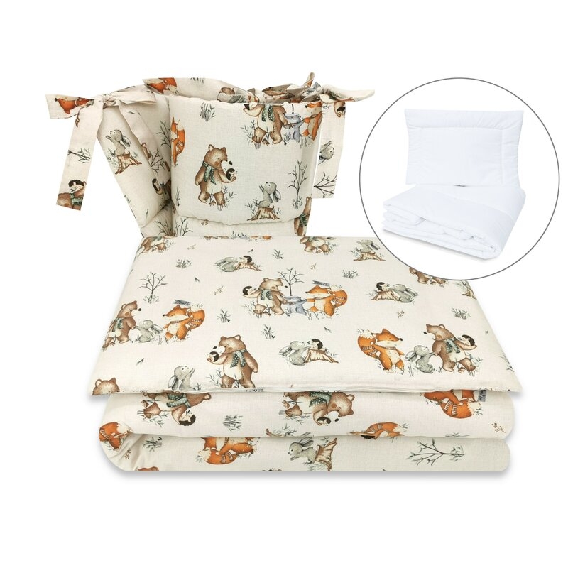 MimiNu - Set lenjerie patut 5 piese, Cu pilota si perna, Din bumbac certificat Oeko Tex Standard 100, Pentru patut 120x60 cm, Design, Time for fun MimiNu - Set lenjerie patut 5 piese, Cu pilota si perna, Din bumbac certificat Oeko Tex Standard 100, Pentru patut 120x60 cm, Design, Time for fun