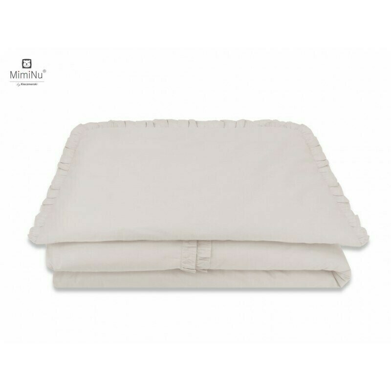 Set lenjerie patut 5 piese, Cu volanase, Cu pilota si perna, Din bumbac, Pentru patut 120x60 cm, Colectia Royal, Beige, MimiNu Set lenjerie patut 5 piese, Cu volanase, Cu pilota si perna, Din bumbac, Pentru patut 120x60 cm, Colectia Royal, Beige, MimiNu
