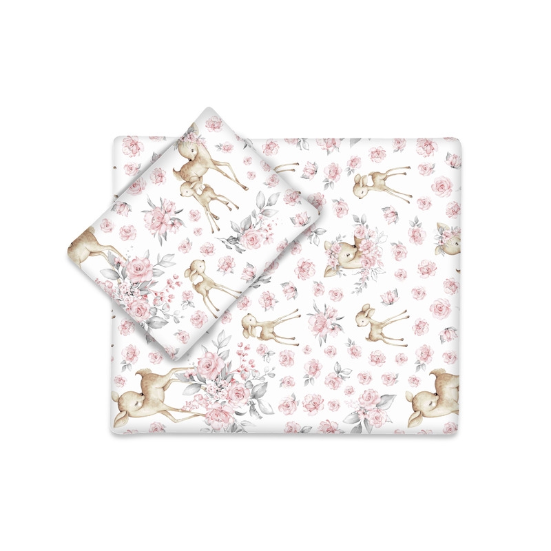 MimiNU - Set pentru carucior cu pernuta si paturica, Cu huse detasabile si lavabile, Din bumbac certificat Oeko Tex Standard 100, Sweet deer Pink MimiNU - Set pentru carucior cu pernuta si paturica, Cu huse detasabile si lavabile, Din bumbac certificat Oeko Tex Standard 100, Sweet deer Pink
