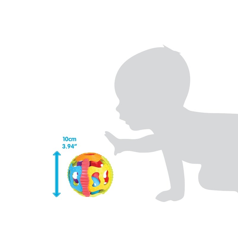 Minge zornaitoare, Playgro, Cu diverse forme si texturi, 6 luni+, Shake Rattle & Roll Ball