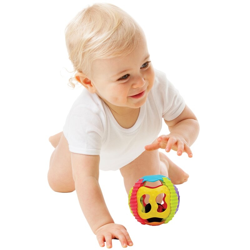 Minge zornaitoare, Playgro, Cu diverse forme si texturi, 6 luni+, Shake Rattle & Roll Ball