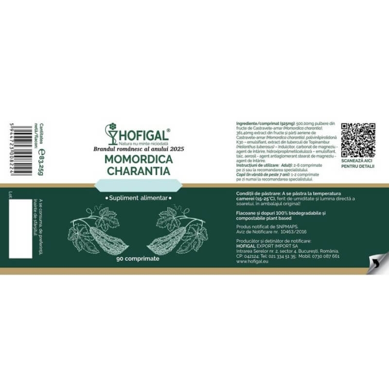 Momordica Charantia, 90 comprimate, Hofigal Momordica Charantia, 90 comprimate, Hofigal