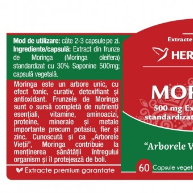 Moringa, 60 capsule, Herbagetica Moringa, 60 capsule, Herbagetica