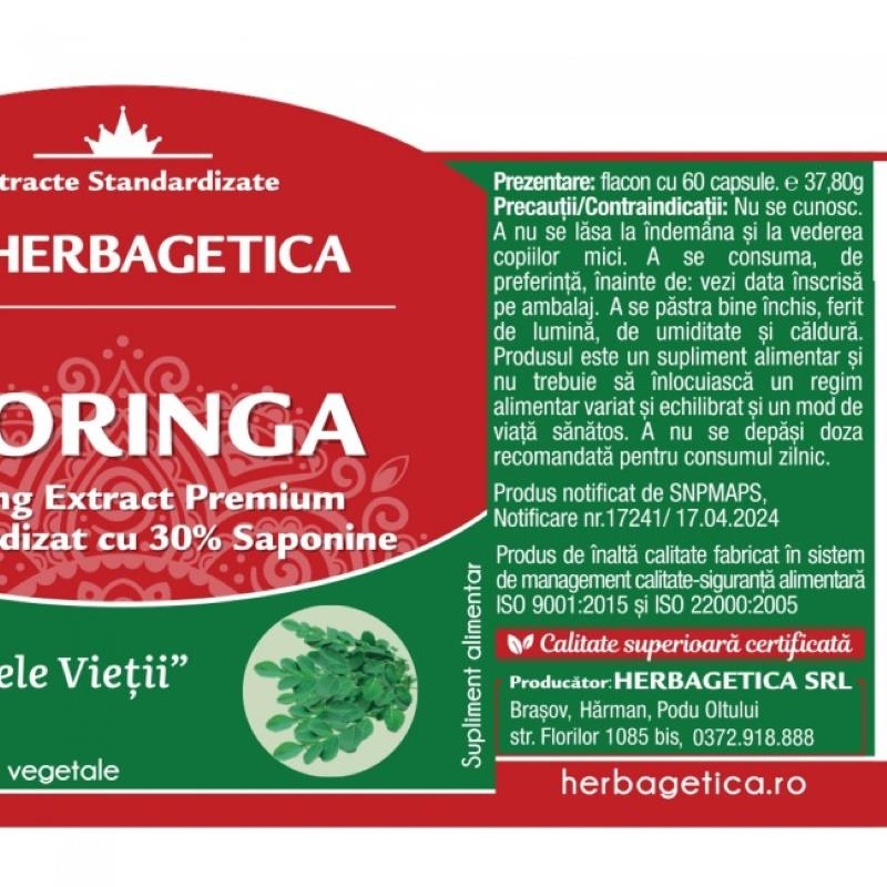 Moringa, 60 capsule, Herbagetica Moringa, 60 capsule, Herbagetica