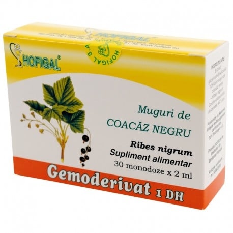 Muguri de Coacaz Negru Gemoderivat, 30 monodoze, Hofigal Muguri de Coacaz Negru Gemoderivat, 30 monodoze, Hofigal