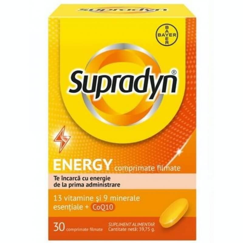 Multivitamine si minerale Supradyn Energy cu Coenzima Q10, 30 comprimate, Bayer Multivitamine si minerale Supradyn Energy cu Coenzima Q10, 30 comprimate, Bayer