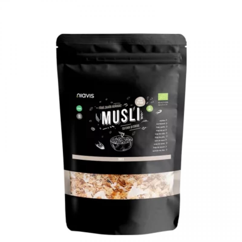 Musli cu chia si cocos, 200 g, Niavis Musli cu chia si cocos, 200 g, Niavis