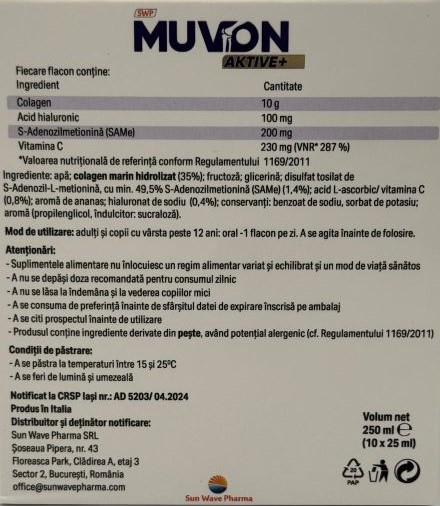 Muvon Aktive Plus (Active), 10 fiole x 25 ml, Sun Wave Pharma Muvon Aktive Plus (Active), 10 fiole x 25 ml, Sun Wave Pharma