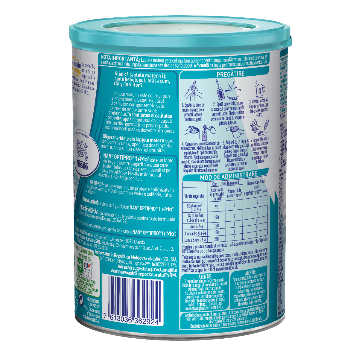 Nestle - Nan 1 Optipro HMO lapte praf pentru copii de la nastere 400g Nestle - Nan 1 Optipro HMO lapte praf pentru copii de la nastere 400g