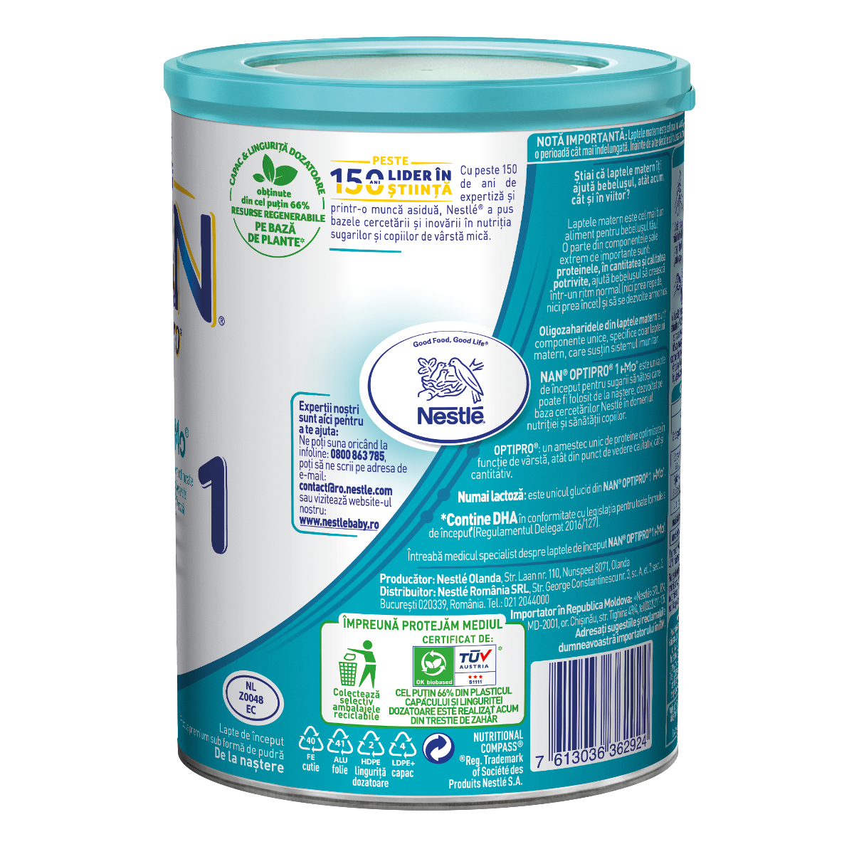 Nestle - Nan 1 Optipro HMO lapte praf pentru copii de la nastere 400g Nestle - Nan 1 Optipro HMO lapte praf pentru copii de la nastere 400g