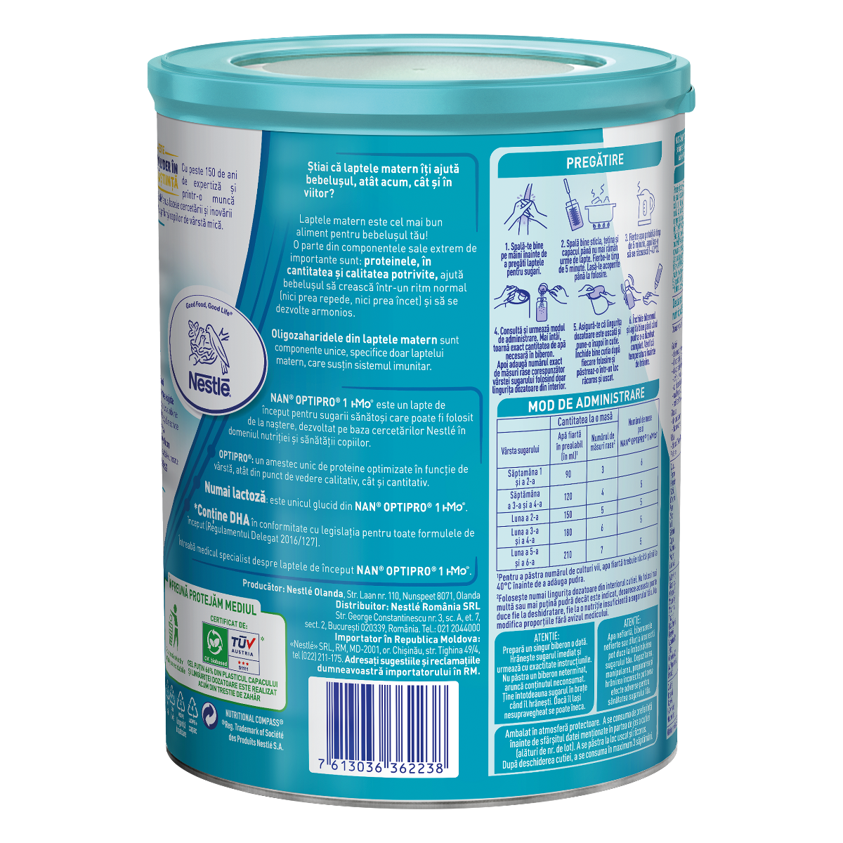 Nestle - Nan 1 Optipro HMO lapte praf pentru copii de la nastere 800g Nestle - Nan 1 Optipro HMO lapte praf pentru copii de la nastere 800g
