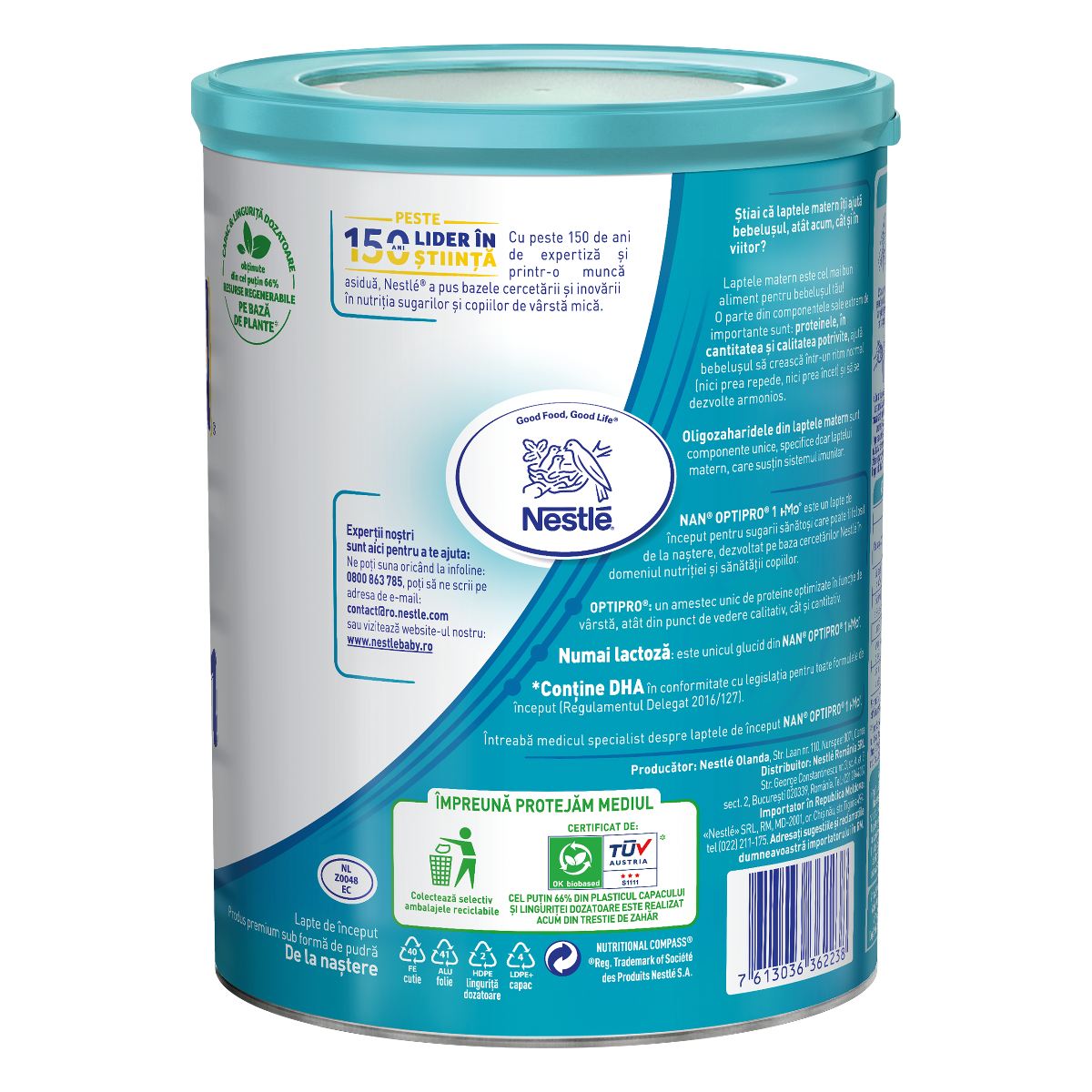 Nestle - Nan 1 Optipro HMO lapte praf pentru copii de la nastere 800g Nestle - Nan 1 Optipro HMO lapte praf pentru copii de la nastere 800g