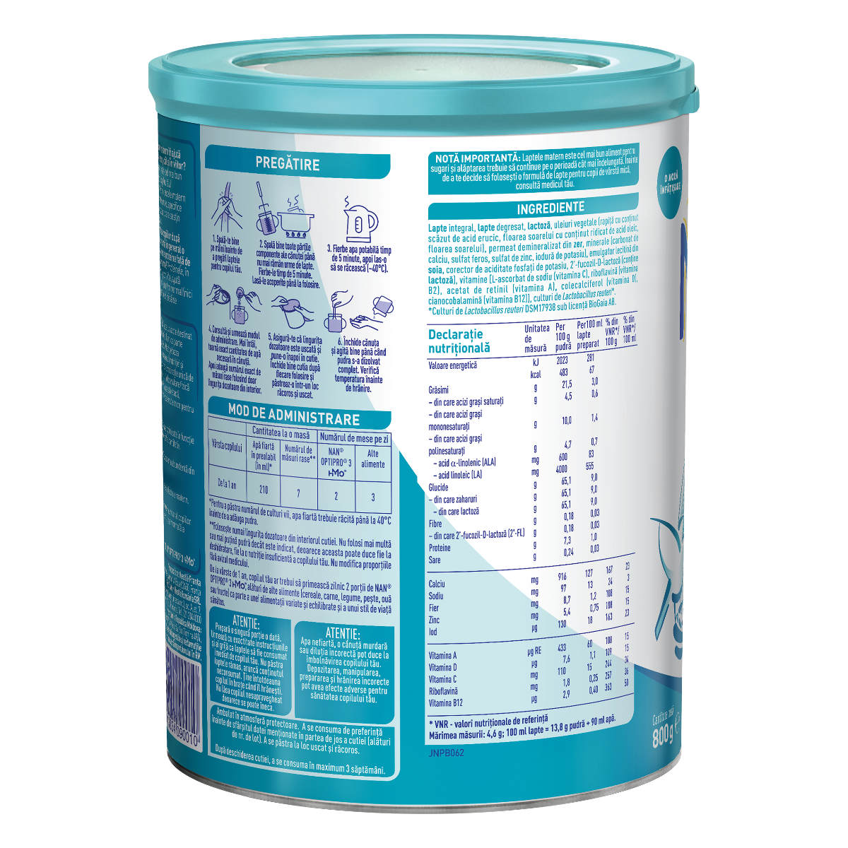 Nestle - Nan 3 Optipro HMO lapte praf pentru copii de la 12 luni 800g Nestle - Nan 3 Optipro HMO lapte praf pentru copii de la 12 luni 800g