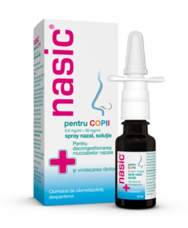 Nasic pentru copii spray nazal, solutie, 0,5 mg/ml + 50 mg/ml, 10 ml, Cassella Med Nasic pentru copii spray nazal, solutie, 0,5 mg/ml + 50 mg/ml, 10 ml, Cassella Med