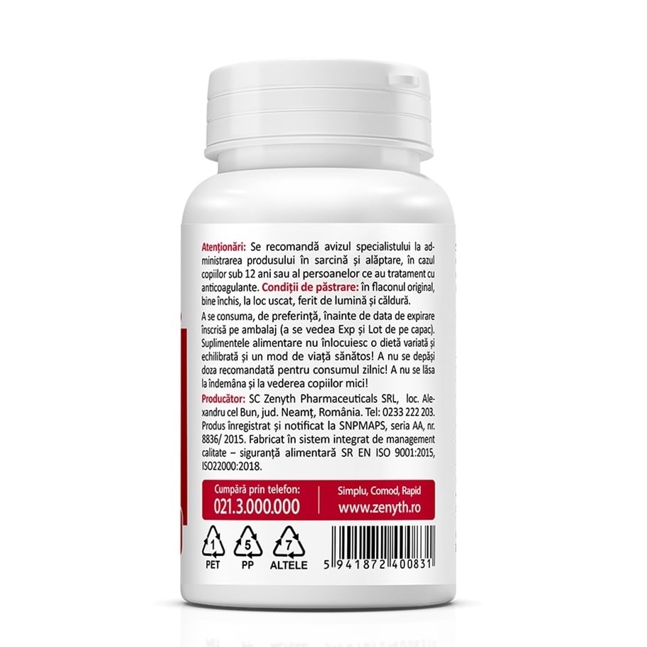 Natural Vitamin K2 100 micrograme, 60 capsule, Zenyth Natural Vitamin K2 100 micrograme, 60 capsule, Zenyth