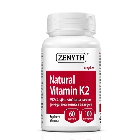 Natural Vitamin K2 100 micrograme, 60 capsule, Zenyth Natural Vitamin K2 100 micrograme, 60 capsule, Zenyth