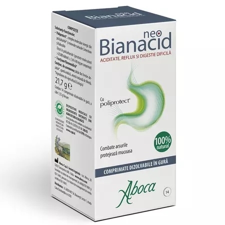 NeoBianacid cu poliprotect pentru aciditate si reflux, 14 comprimate, Aboca NeoBianacid cu poliprotect pentru aciditate si reflux, 14 comprimate, Aboca