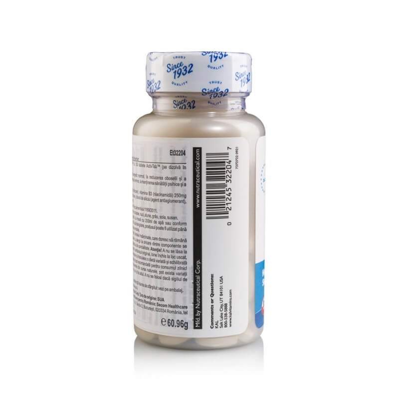 Niacinamide 250 mg Kal, 100 tablete, Secom Niacinamide 250 mg Kal, 100 tablete, Secom