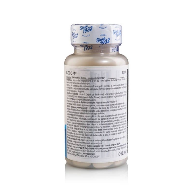 Niacinamide 250 mg Kal, 100 tablete, Secom Niacinamide 250 mg Kal, 100 tablete, Secom
