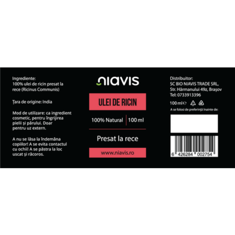 Ulei de ricin, 100 ml, Niavis Ulei de ricin, 100 ml, Niavis