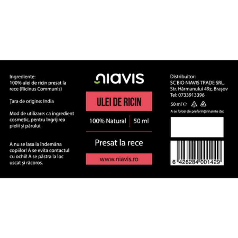 Ulei de ricin, 50 ml, Niavis Ulei de ricin, 50 ml, Niavis