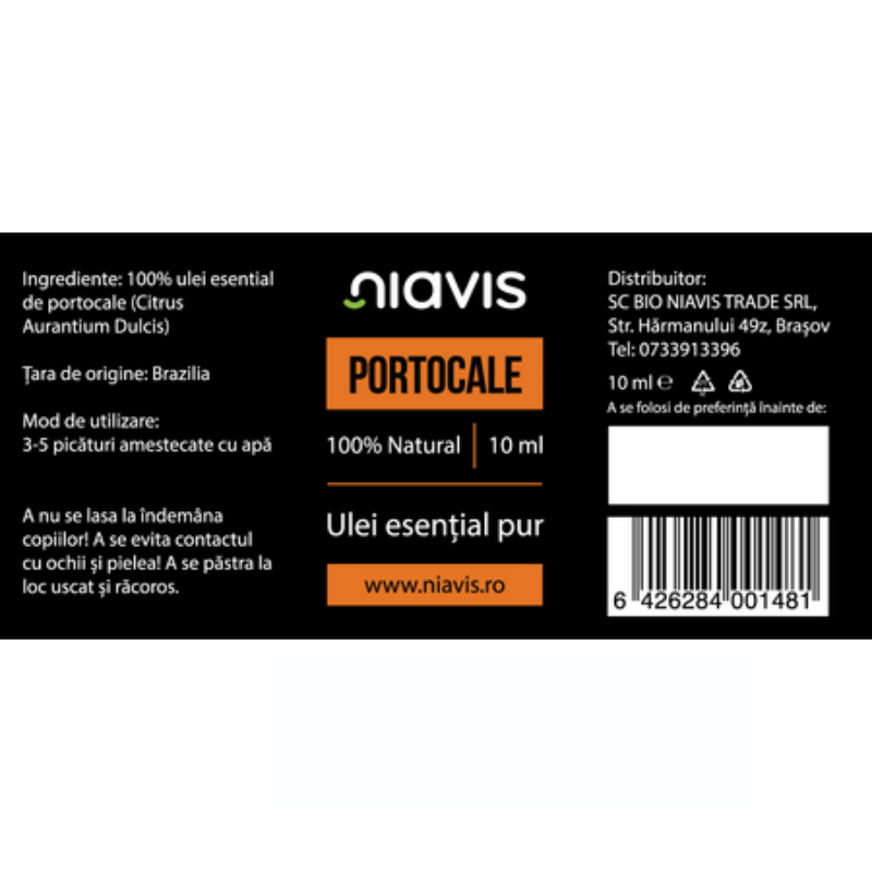 Ulei esential portocale, 10 ml, Niavis Ulei esential portocale, 10 ml, Niavis