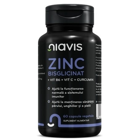 Zinc bisglicinat + vitamina B6 + vitamina C + curcumin, 60 capsule, Niavis Zinc bisglicinat + vitamina B6 + vitamina C + curcumin, 60 capsule, Niavis