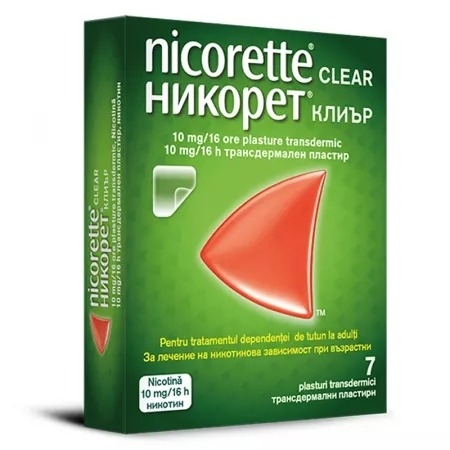 Nicorette Clear, 10 mg/16 h, 7 plasturi, Mcneil Nicorette Clear, 10 mg/16 h, 7 plasturi, Mcneil