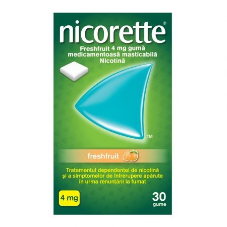 Guma Nicorette Freshfruit, 4 mg, 30 bucati, Mcneil Guma Nicorette Freshfruit, 4 mg, 30 bucati, Mcneil