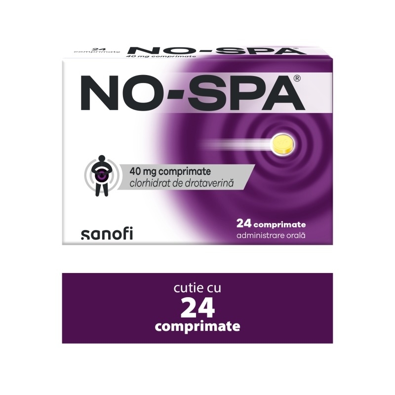 No-Spa, 40 mg, 24 comprimate, Sanofi No-Spa, 40 mg, 24 comprimate, Sanofi