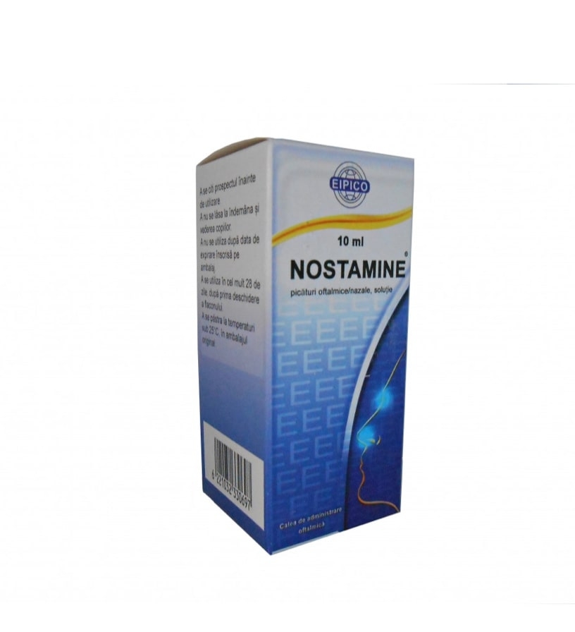 Nostamine picături oftalmice/nazale, soluţie, 0,5 mg/ml + 0,5 mg/ml, 10 ml, Eipico Med Nostamine picături oftalmice/nazale, soluţie, 0,5 mg/ml + 0,5 mg/ml, 10 ml, Eipico Med
