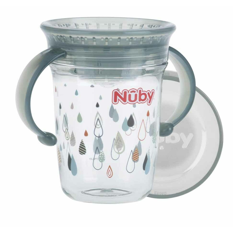 Nuby - Cana cu manere, 360°, Din materialul ecologic tritan, Rezistenta, 240 ml, 6 luni+, Gri Nuby - Cana cu manere, 360°, Din materialul ecologic tritan, Rezistenta, 240 ml, 6 luni+, Gri