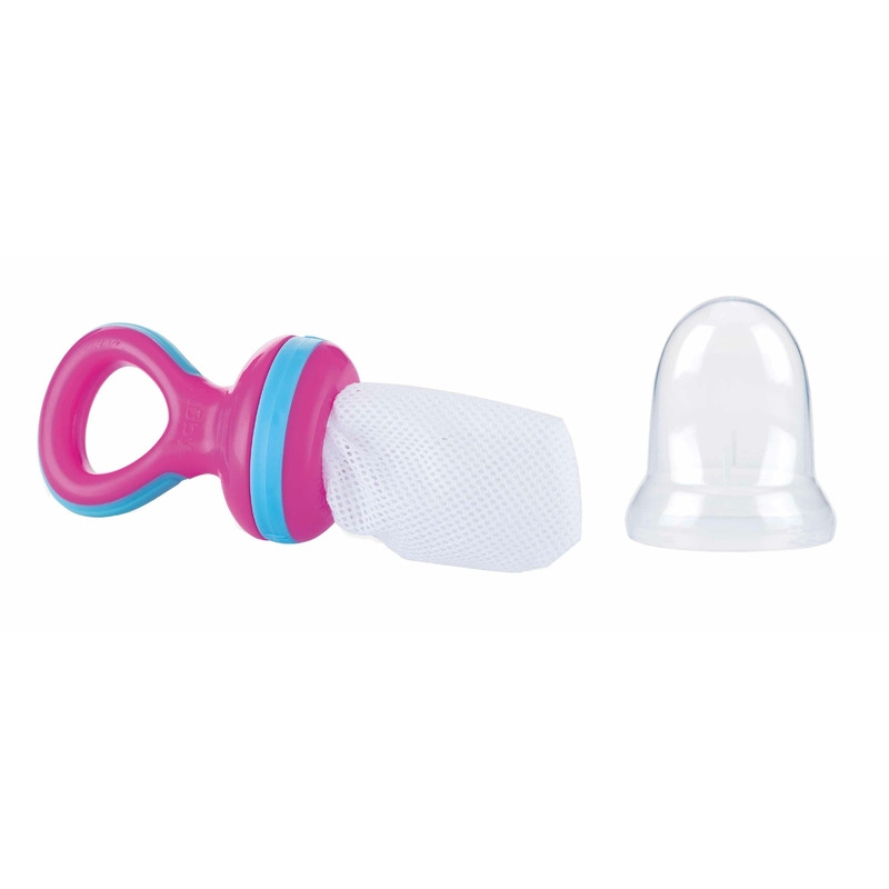 Nuby - Dispozitiv de hranire pentru fructe si legume, Include capac de protectie, 6+ luni, Mov Nuby - Dispozitiv de hranire pentru fructe si legume, Include capac de protectie, 6+ luni, Mov