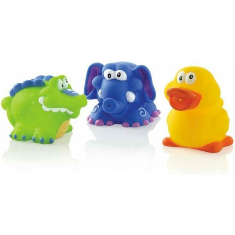 Nuby - Jucarii de baie in forma de animaute, Fara BPA, 4+ luni, Multicolor Nuby - Jucarii de baie in forma de animaute, Fara BPA, 4+ luni, Multicolor