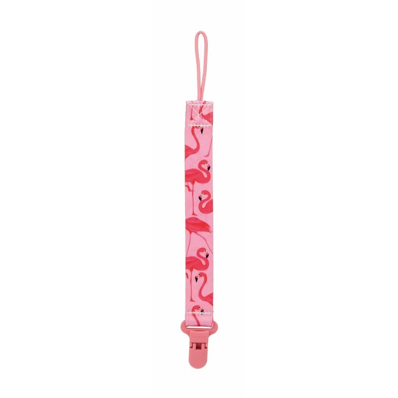 Nuby - Lant suzeta, Textil, Fara BPA, 0+, Flamingo, Roz Nuby - Lant suzeta, Textil, Fara BPA, 0+, Flamingo, Roz