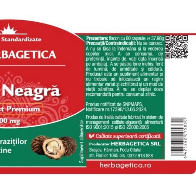 Nuca neagra, 60 capsule, Herbagetica Nuca neagra, 60 capsule, Herbagetica