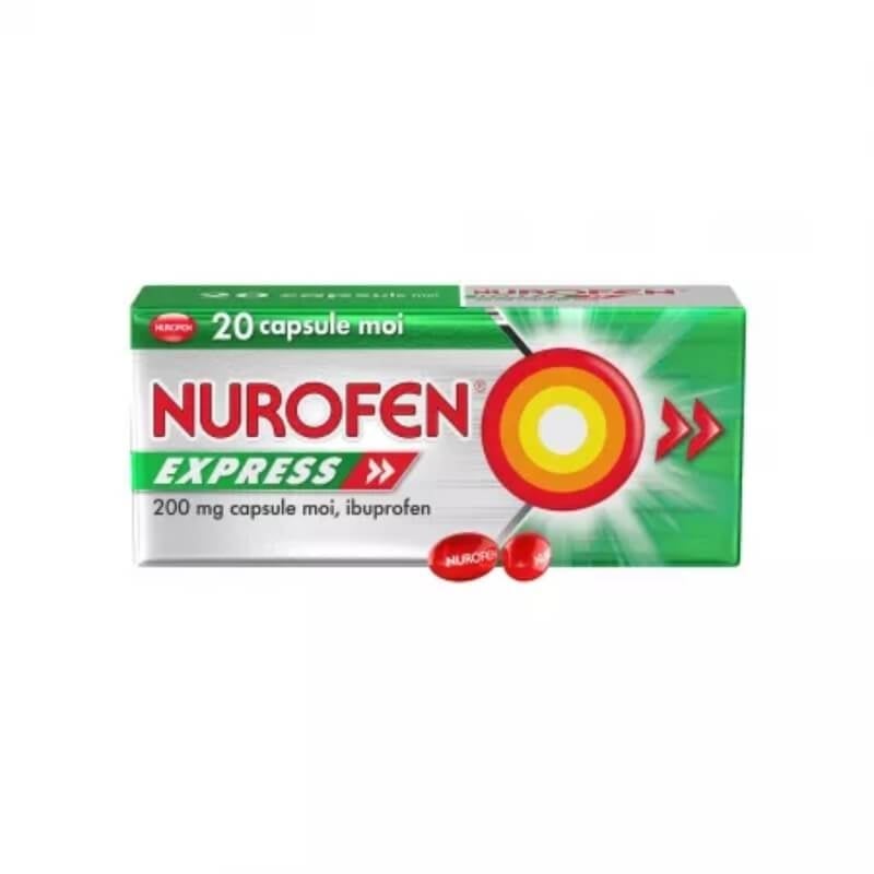 Nurofen Express, 200 mg, 20 capsule moi, Reckitt Benckiser Nurofen Express, 200 mg, 20 capsule moi, Reckitt Benckiser