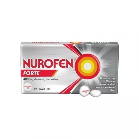 Nurofen Forte, 400 mg, 12 drajeuri, Reckitt Benkiser Nurofen Forte, 400 mg, 12 drajeuri, Reckitt Benkiser