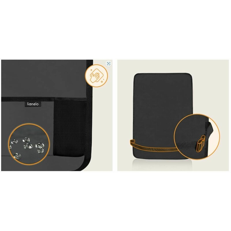 Organizator auto, Lionelo, Cu 5 buzunare de diferite dimensiuni, Cu buzunar pentru tableta, Montare cu clema, Piele ecologica, Impermeabila, Gri Organizator auto, Lionelo, Cu 5 buzunare de diferite dimensiuni, Cu buzunar pentru tableta, Montare cu clema, Piele ecologica, Impermeabila, Gri