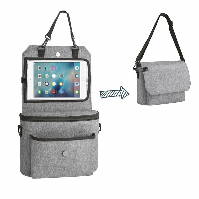 Organizator auto si pentru carucior, 3 in 1, Transformabil in gentuta mamici, Cu suport pentru tableta, iPad, Cu buzunare, FreeON, Grey Organizator auto si pentru carucior, 3 in 1, Transformabil in gentuta mamici, Cu suport pentru tableta, iPad, Cu buzunare, FreeON, Grey