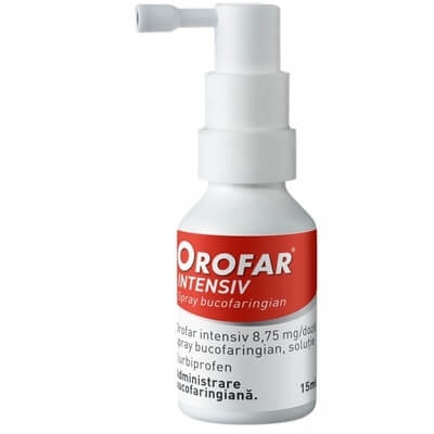 Orofar Intensiv, 8,75 mg/ doza spray bucofaringian, solutie, 15 ml, Stada Orofar Intensiv, 8,75 mg/ doza spray bucofaringian, solutie, 15 ml, Stada