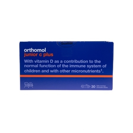 Junior C Plus cu aroma de fructe de padure, 30 plicuri cu 3 tablete masticabile, Orthomol