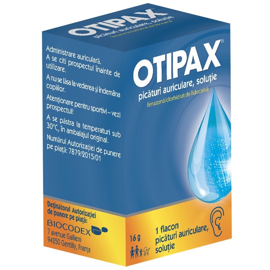 Otipax picături auriculare, soluţie, 16 g, Biocodex Otipax picături auriculare, soluţie, 16 g, Biocodex
