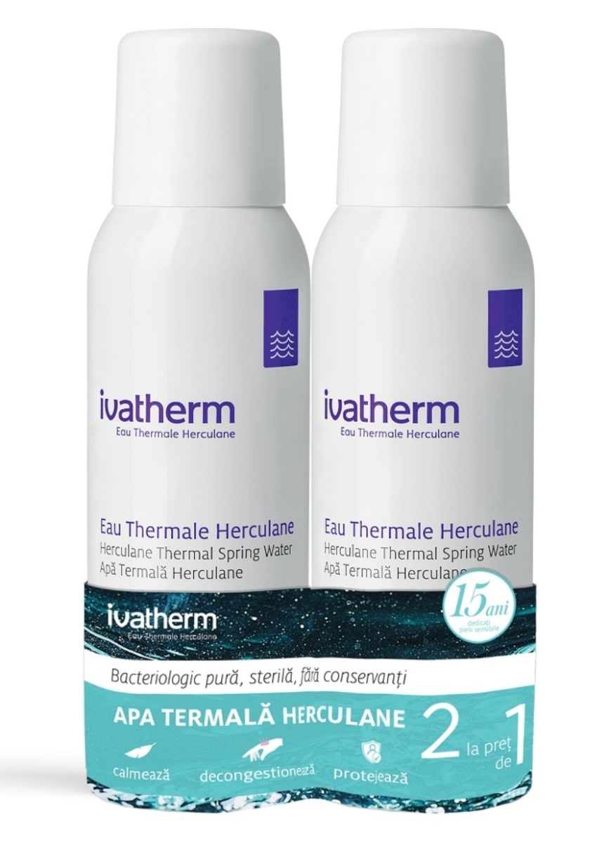 Pachet Apa termala Herculane spray, 100 ml + 100 ml, Ivatherm Pachet Apa termala Herculane spray, 100 ml + 100 ml, Ivatherm