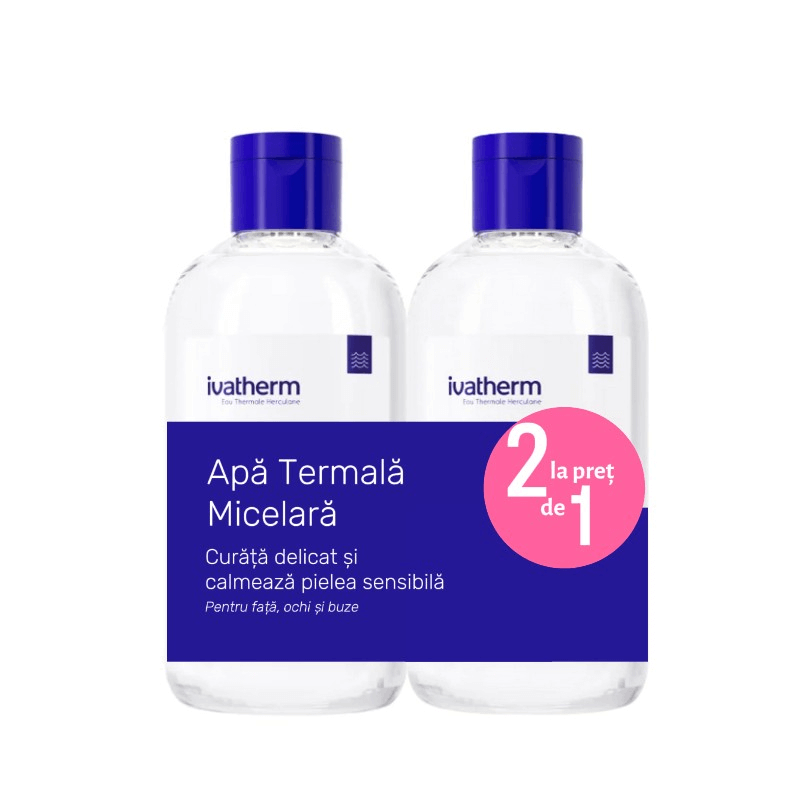 Pachet apa termala micelara pentru fata si ochi, 250+250 ml, Ivatherm Pachet apa termala micelara pentru fata si ochi, 250+250 ml, Ivatherm